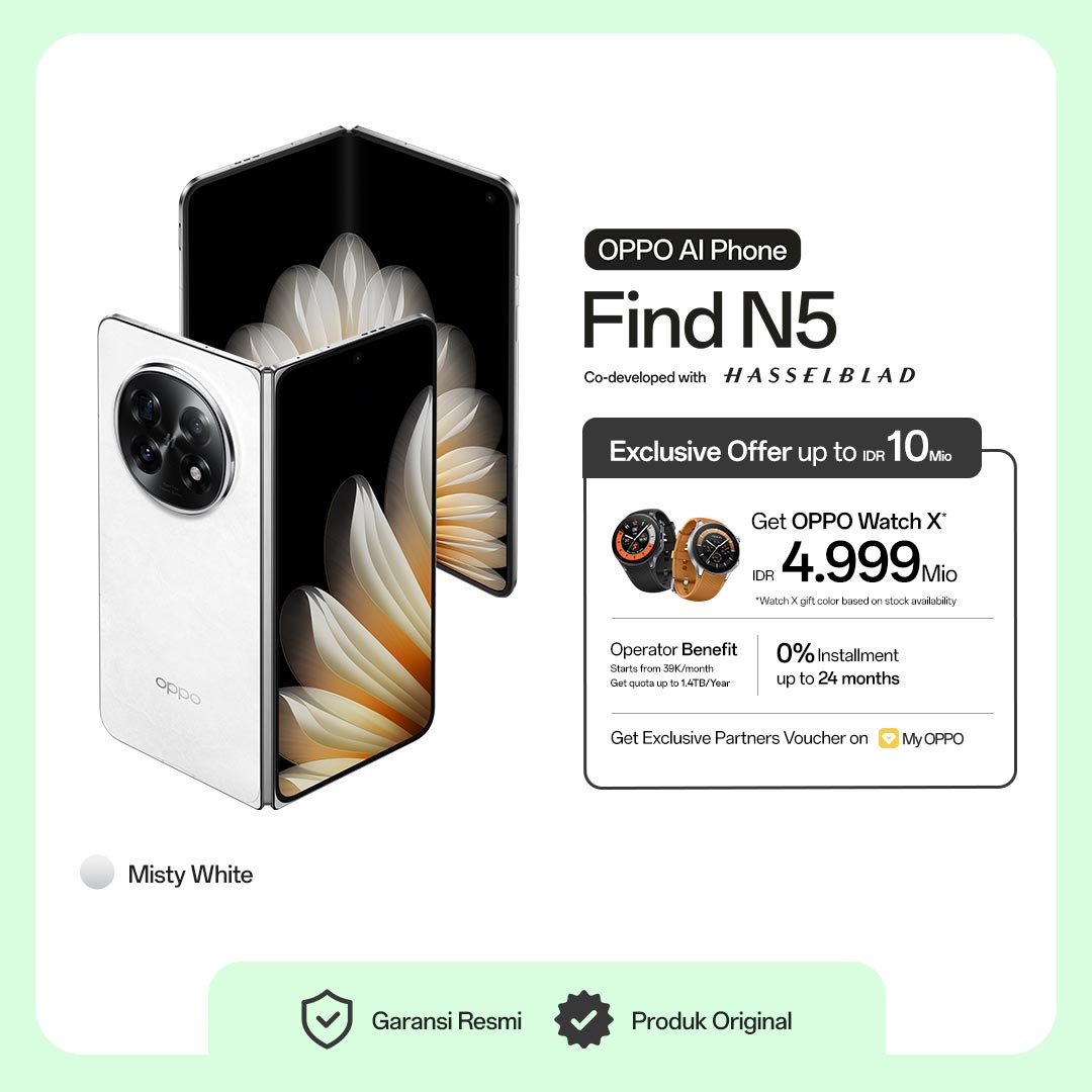 OPPO Find N5 dalam posisi terbuka